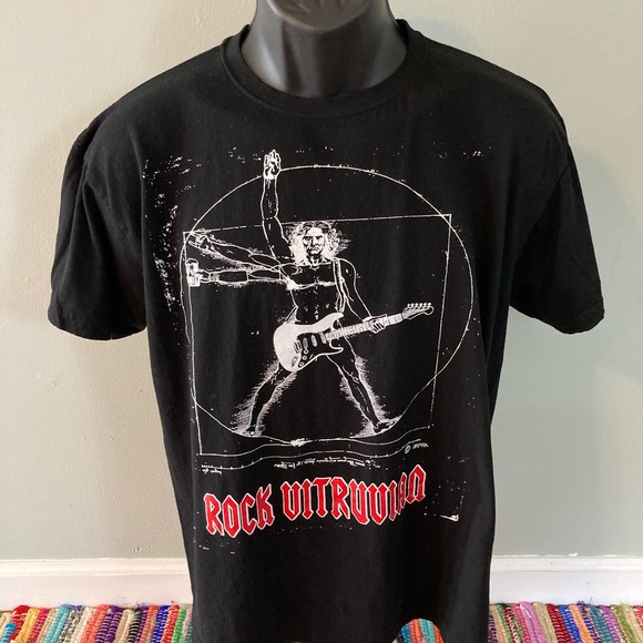 Da Vinci Rock Man Vitruvian Tee Shirt Black Large - Picture 1 of 7